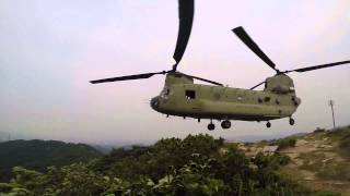 Chinook  CH47 Pinnacle landing  takeoff near Camp Humphreys [upl. by Egdirdle]