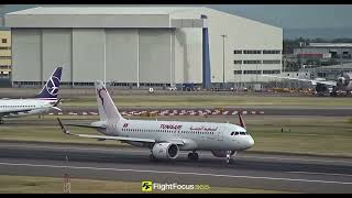 Tunisair Airbus A320neo Departing Heathrow Airport [upl. by Refynnej]