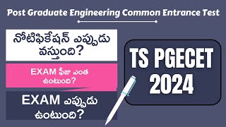 TS PGECET 2024  Notification Exam fee Application fee Details [upl. by Anekam]