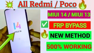 All Redmi Poco Miui 14 FRP Unlock Bypass Google AccountLock Without PC Without [upl. by Eatnahc]