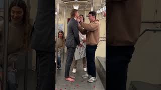 Soldier changes on the subway and proposes 🥹 [upl. by Ojok36]