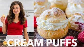 How To Make Easy Cream Puffs  Natashas Kitchen [upl. by Orteip302]