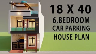 18x40 6 Bedroom With Car Parking House ElevationBeautiful house design3D Makan Ka Naksha [upl. by Bluh949]