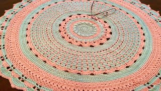 How to Crochet BIG Pretty Mandala Doily 30” [upl. by Nyletak]