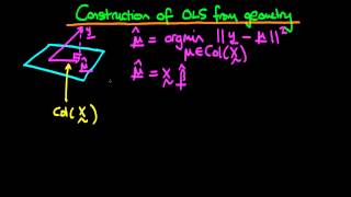 Geometric interpretation of Least Squares geometrical derivation of estimator [upl. by Crocker]