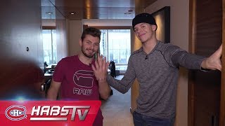 Jesperi Kotkaniemi and Victor Mete share a tour of their hotel room [upl. by Nnaaihtnyc]