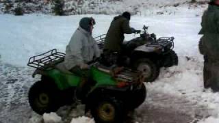 honda trx 300 sportrax 400 kawasaki klf 300 klx 250 in the snow [upl. by Yarb83]