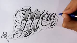 Como Dibujar Lettering MORA 🍒 Drawing lettering Fancy Chicano Lettering Nosfe Ink Tattoo [upl. by Auston245]