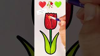 Kolay Gül Çizimi Ve Boyama Videosu Gül Nasıl Boyanır boyama colors art drawing painting [upl. by Coretta]