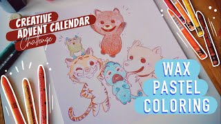 WAX PASTEL COLORING ✎ CREATIVE ADVENT CALENDAR EP1824 [upl. by Vance51]