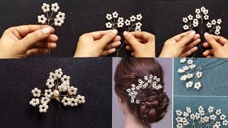 DIY Floral Bridal Hair Pin  Elegant Artificial Flower Accessories for Women🌼 Class2 [upl. by Hgielrebmik]