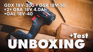 Bosch GDX 18V200  GSR 18V50 2× GBA 18V 40Ah  GAL 18V40 kit UNBOXING [upl. by Constant]