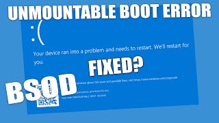 How To Fix Unmountable Boot Volume Blue Screen Error on Windows 11 [upl. by Lello]