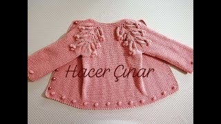 Üstten başlamalı yaprak ucu tomurcuklu bebek hırkası knitted vest and cardigan [upl. by Calla366]