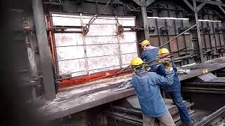 Clinker cleaning from oven in coke oven plant battery [upl. by Etnasa389]