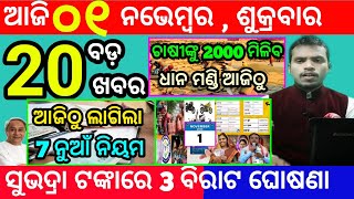 todays morning news odisha1 november 2024subhadra yojana online registrationodisha news today [upl. by Apfel]