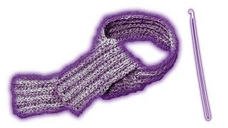 ribbed stitch scarf  Left handed tutorial  how to crochet  like a knitted one [upl. by Evadnee]