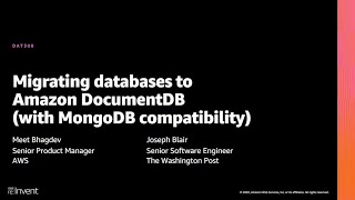 AWS reInvent 2020 Migrating databases to Amazon DocumentDB with MongoDB compatibility [upl. by Thekla]