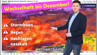 Wetterwarnung Akute Sturmlage im Süden Hochwasser Winter abgesagt Westlage bis Dezember [upl. by Pachston]