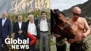 quotDisgusting sightquot Putin fires back at G7 leaders for poking fun at topless Russian leader [upl. by Jobie]