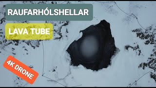 Lava Tube Raufarholshellar 4th longest in Iceland 136 km  084 miles from 5200 yrs ago Drone [upl. by Mohkos]