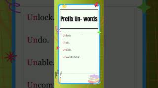 Prefixes  10 Prefix quotUnquot words  English Grammar  The Study Corner  shorts prefix [upl. by Bonaparte]