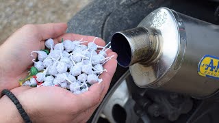 EXPERIMENT SNAPPERS FIRECRACKERS in MOTORCYCLE EXHAUST [upl. by Ecilef984]