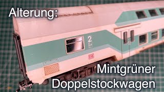 HowTo Mintgrünen DBDoppelstockwagen DBmu748 von Piko patinieren [upl. by Pittel]