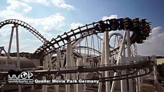 MP Xpress On amp Off Ride  Movie Park  Vekoma SLC  Inverted Coaster [upl. by Pauwles416]