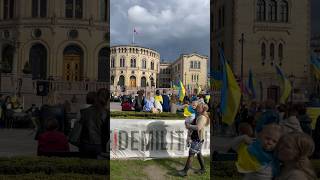 Ukrainian Antiwar protest  Oslo Stortinget  The Parliament [upl. by Eimmaj]