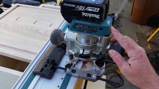 Makita XTR01Z brushless cordless router with plunge base and guide rail adapter [upl. by Ellenehc]