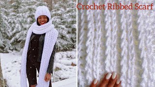 Crochet Ribbed Scarf  Knit Stitch Scarf [upl. by Erait440]