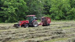 Rural King RK55 baling hay with Hesston 5530 baler [upl. by Louisa]