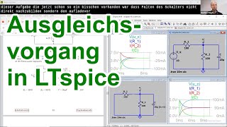 Simulation des Auf amp Entladen eines Kondensators über zwei Widerstände aus Aufgabe 163 in LTspice [upl. by Doomham]