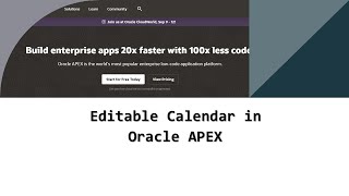 Editable Calendar in Oracle APEX [upl. by Candy301]