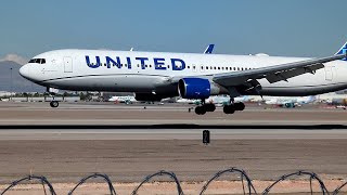 United Airlines Boeing 767 lands at Las Vegas  N648UA [upl. by Nissy625]