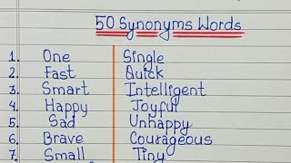 50 Common Synonyms In English  Common Synonyms List  Synonyms Words List In English  Synonyms [upl. by Devlin]