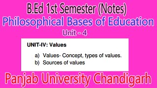 Notes BEd 1st Semester Value concept Sources and types of value Philosophical bases of education [upl. by Ennaeed]