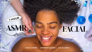 1 Hour Steamy ASMR Facial 🧖‍♀️ Scalp Massage Jade Combs Dermaplaning amp Ice Globes [upl. by Nahtahoj]