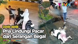 Mudahkan Begal Pria Ini Bergulingguling Pilih Pacar Ketimbang Motor [upl. by Kealey94]