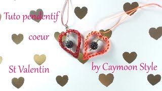 DIY  Tuto pendentif cœur St Valentin en macramé et perles [upl. by Elades]