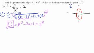 Optimization of the Distance from a point on an ellipse [upl. by Yspyg568]