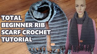 HOW TO MAKE A BEGINNER CROCHET SCARF TUTORIAL [upl. by Dnalkrik]