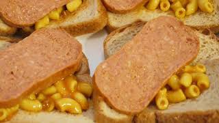 Make Spam CheeseBurger Macaroni Sandwich Canned Food Combo [upl. by Fonzie166]