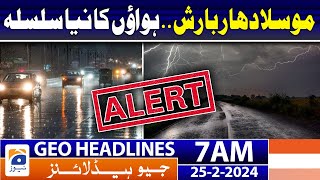 Geo News Headlines 7 AM  Heavy Rain Prediction in Pakistan  Weather Updates  25th February 2024 [upl. by Hsuk]