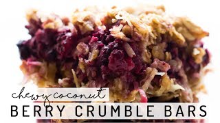 Chewy Coconut Berry Crumble Bars vegan glutenfree oilfree [upl. by Booze]