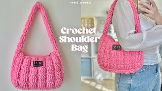 ☁️How To Crochet Shoulder Bag  Cloud Pleated Crochet Bag☁️ [upl. by Lenna]