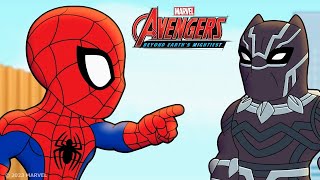 Los Vengadores de Marvel RhymeTime Black Panther y Spiderman trabajan juntos [upl. by Melvena]