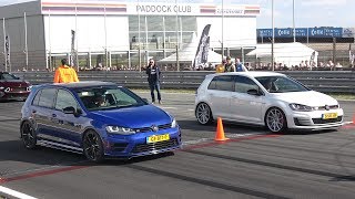 Volkswagen Golf 7 R vs Golf 7 GTI Clubsport vs Nissan GTR [upl. by Virg]