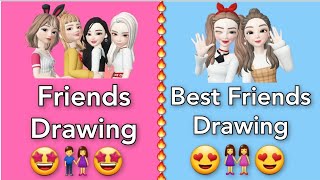 Friends Vs Best Friend 💞Friends Drawing vs Best Friend Drawing 😍💕👭🤗💁‍♀️👸👌 backtoschool [upl. by Nnylsoj]